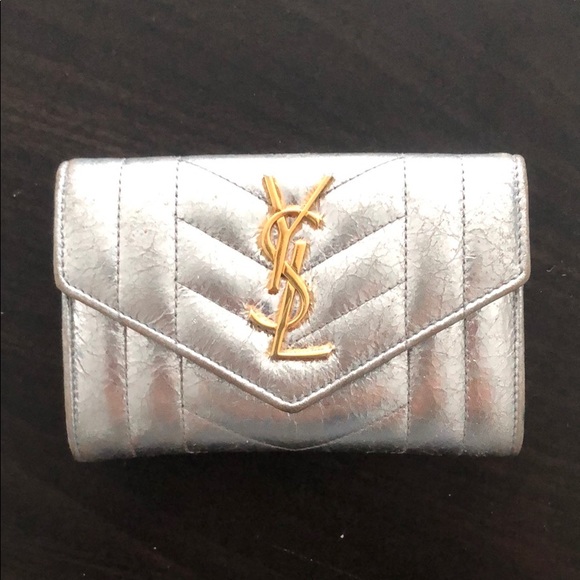 Yves Saint Laurent Handbags - Metallic Silver YSL wallet